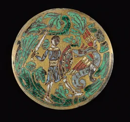Warrior Fighting a Dragon, circa 1170-1180