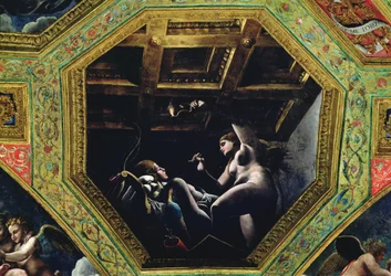 Chamber of Cupid and Psyche, Psyche contemplating Cupid