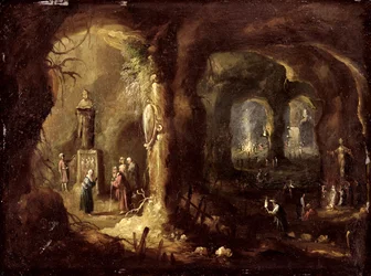 Grotto with Statues and Numerous Figures Worshipping Idols (St Simeon Stylites)