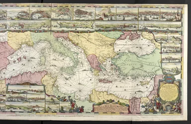 Map of the Mediterranean with Allegorical Figures and Sea Monsters, from 