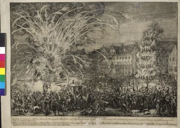 Nightly Fireworks on the Rue of the Sablons in Brussels 1686