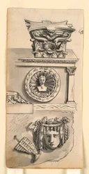 Designs for a Capital, Sarcophagus, and Relief