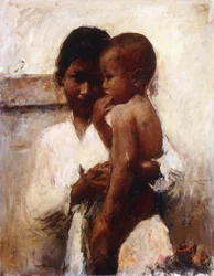 Affection, a Javanese Beauty Holding a Child