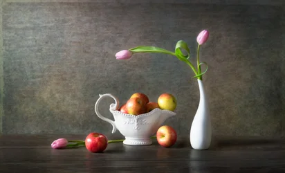 Elegant Apples and Tulips