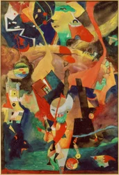 Apocalyptic Landscape with Mythical Creatures and Figurine