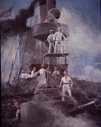 Spanish-American War 1898, Battle of Manila Bay, Admiral Dewey Directs Action from Flagship Olympia