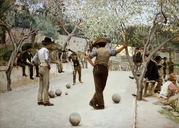 The Game of Boules, Painting by Ruggero Focardi