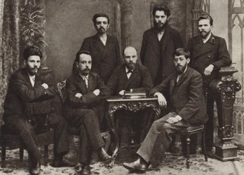 Lenin with a group of members of the St Petersburg League of Struggle for the Emancipation of the Working Class, St Petersburg, February 1897