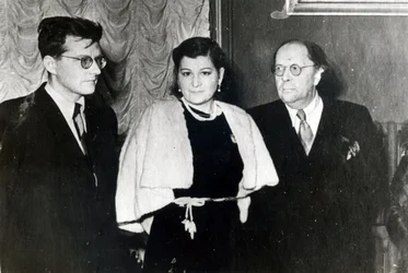 The Composer Dmitri Dmitriyevich Shostakovich, singer Maria Maksakova and writer Aleksei Nikolayevich Tolstoy