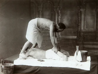The Oriental bath. Massage. Albumin Photo by Dmitri Ivanovich Yermakov (1845-1916)