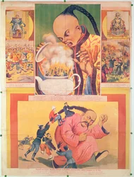 Comic Russian Poster Satirizing the Europeans in China, printed in Moscow, Russia, 1900
