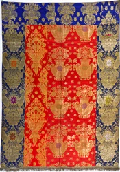 Several Brocade Covers Woven with Gilt Thread, with Satin and Damask