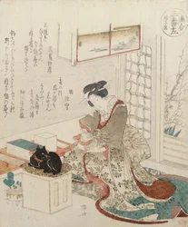 A Girl with Two Cats