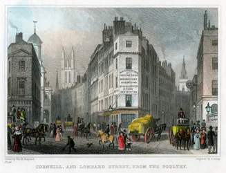 Cornhill and Lombard Street from Poultry, City of London