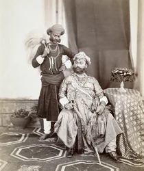 His Highness Maharaja Tukoji Rao II of Indore and attendant