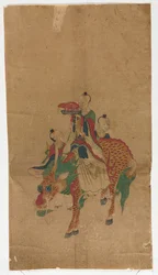 Daoist Immortal on a Kilin and Two Attendants