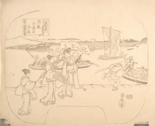 Proof Line-Block Print for Fan, 19th century
