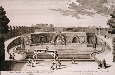 Large fountain in the garden of the Prince of Schwarzenberg, Vienna, engraved by Georg-Daniel Heumann, published c.1724-37