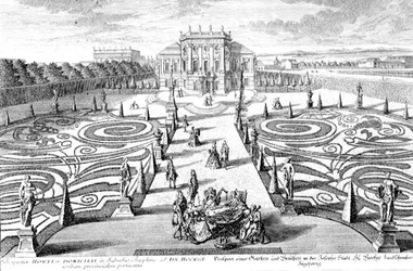 View of a Garden and House in Josefstadt, Vienna, engraved by Johann August Corvinus