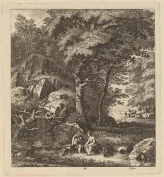 A Shepherd and a Young Woman With Their Feet in a Brook, 1764