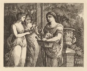 Figurine Seller with Two Girls