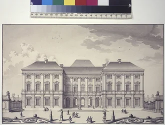 Front View of the Garden Facade of Liechtenstein Palace in Rossau