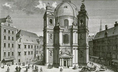 View of the Peterskirche, Vienna, engraved by Johann Bernard Hattinger