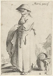 Woman with Cloth over Her Arm, a Basket on the Ground Behind Her