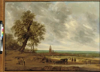 A Panoramic Landscape with Travellers on a Path, the City of Amersfoort Beyond, 1634
