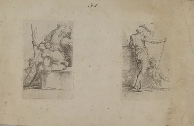 Seated Man, Seen from Back, Holding Ax