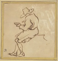 Seated Man in Profile Facing Left