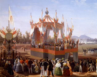 Francis I and Maria Isabella attending official ceremony at Arsenal of Naples (detail)