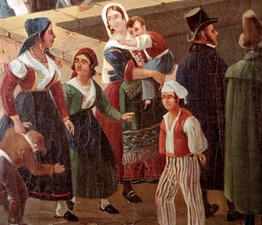 Traditional Neapolitan costumes: common people, detail, 1859, Museo Nazionale di San Martino, Naples