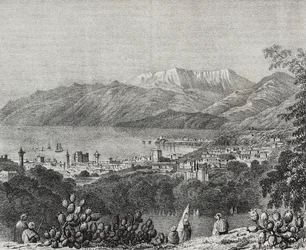 View of Beirut and Mount Lebanon Range, Lebanon, from Poliorama Pittoresco, No. 8, October 1