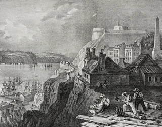 View of Quebec city, Canada, lithograph by Salvatore Puglia from Poliorama Pittoresco