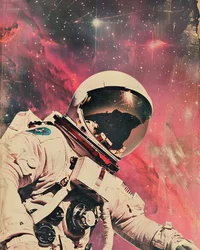Astronaut Red Nebula