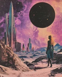 Cosmic Cityscape Woman