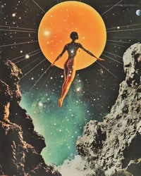 Floating Woman Cosmic Sun