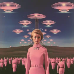 Retro Pink Alien Invasion