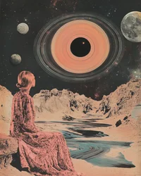 Woman Gazing At Cosmos