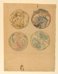 Flower Studies (Four Designs for Circular Ornaments), 1880–90