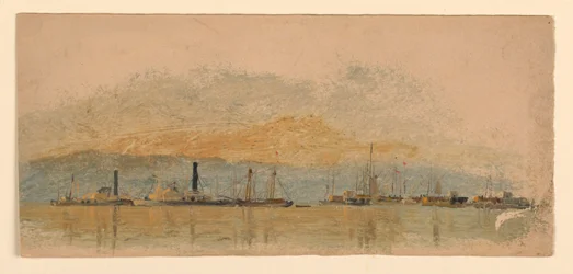 Steamers and Ships on a River
