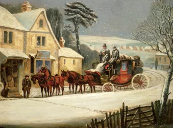 Winter Scene with the Royal Mail Halted at an Inn
