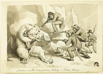 Seamen on the Whale Fishery Killing a Polar Bear (recto); Shell (verso)
