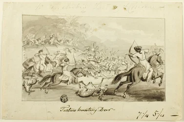Tartars Hunting Deer (recto); Shell (verso)