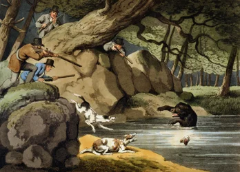 North America Bear Hunt, engraved by Matthew Dubourg, published by Edward Orme