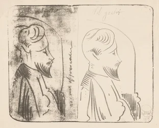 Fantasy: Twice a Man with a Beard in Profile to the Right