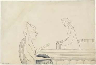 Two Fantasy Figures Pointing at Each Other