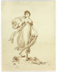 Young Woman Bearing Flowers