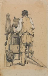 A Laborer Seen From Behind Operating a Machine